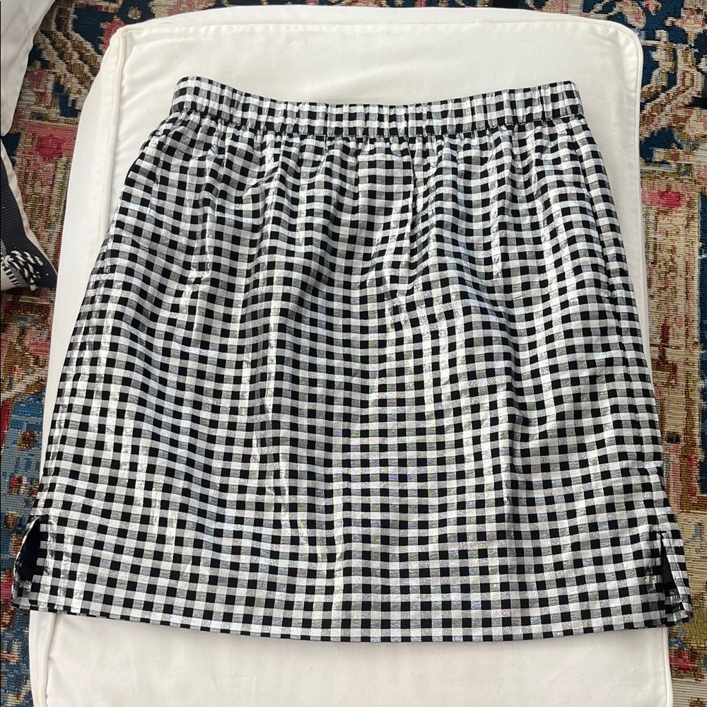 J. Crew Black and White Gingham Mini Skirt
